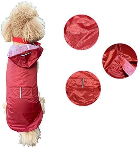 Duotopia Dog Raincoat Waterproof Coats Lightweight Rain Jacket Breathable Rain Poncho Hooded Rainwear with Safety Reflective Stripes for…