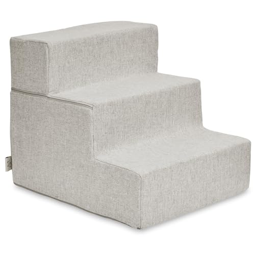 Image of Best Pet Supplies Dog Stairs & Steps - Foam Steps for Small Dogs & Cats, Non-Slip Indoor Balanced Pet Step Support, Dog Ramp, No Assembly, Sand, Foldable 3-Step (16.5-inch Height)