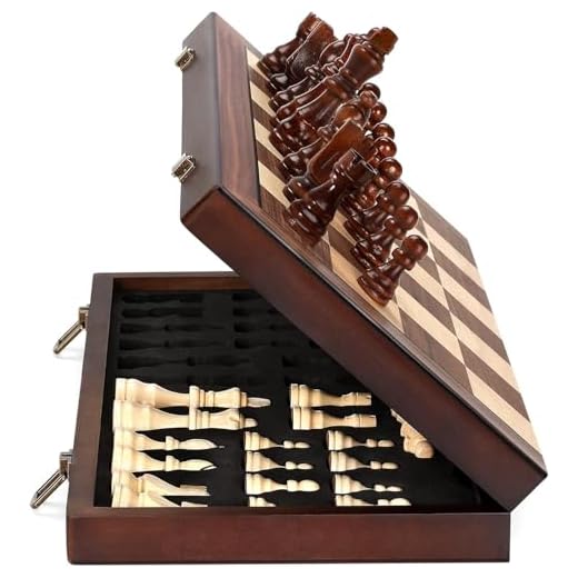 Rinten Magnetic 15" Wooden Chess Set, Portable Travel Folding Chess Board Sets Strategy Game for Adults Chess Lovers, Beginners
