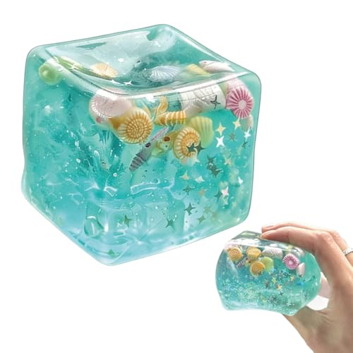 RQcMid Balle anti-stress, Squishy Nice Cube Fidget Cube Fidget Toy avec Océan Bleu Capteur de Stress Jouet pour Adultes et Adolescents Bureau et Salle de...