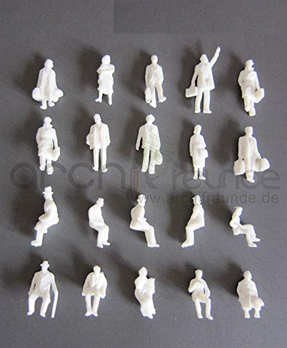 25 x model stojący + siedzący figurki, biały, do modelu kolejki śladu H0, 1:87