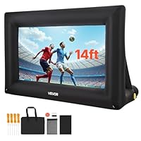 VEVOR 14 ft Inflatable Movie Screen, 600D Washable Inflatable Projection Screen with Portable Storage Bag, Easy Set Up 16:9 Movie Projector for Outdoor Backyard, Home Theater, Theme Party, Pool Fun
