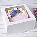 CHERRY White Cake Boxes10 X 10 X 5inch,Kraft Paperboard Bakery Box with Auto-Popup Window (Pack of 15)