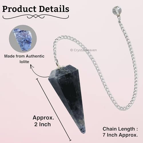 Image of Iolite Pendulum Dowsing Tool - Natural Crystal Pendulum for Spiritual Guidance - Premium Dowser Pendulum for Accurate Divination and Energy Healing - Perfect for Energy Healing and Chakra Balancing - Handcrafted with Precision and Elegance