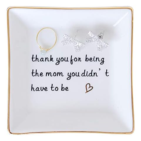 PUDDING CABIN Trinket Dish Ring Holder for Mom Birthday Gifts - Thank You Being The mom You Didn't Have to be Cover