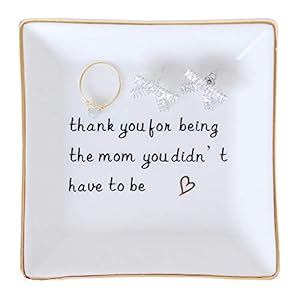 PUDDING CABIN Gift for Mom Mothers Day – Thank You Being The mom You Didn’t Have to be – Trinket Ring Dish for Mom Mother’s Day Gift, Perfect Present for Mother In Law