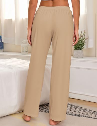 Image of Veseacky Women 100% Cotton Pajama Bottoms Comfy Soft Lounge Sleep Pants Drawstring Sleepwear 3 Pack S-XXL