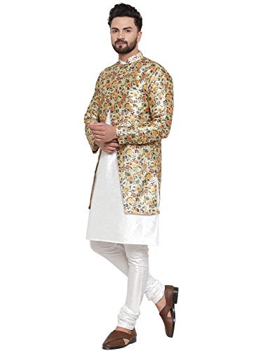 Image of ABH LIFESTYLE Men's Dupion Silk Kurta Pyjama & Ethnic Jacket Set