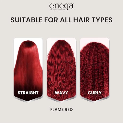 Image of Enega No Ammonia Grey Coverage Long Lasting Creme Hair Color with Argan Oil & Green Tea Extract - Pack of 1(150 ML) (Flame Red)