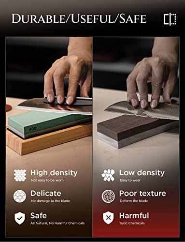 Ainope Knife Sharpening System, Professional Whetstone 4 Side Grit 400/1000 3000/8000, Premium Wet Stone Sharpening Kit With Leather Strop, Non-Slip Bamboo Base, Angle Guide & Flattening Stone #TOP4