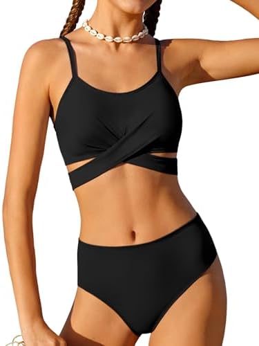 AGERWAY Teen Swimsuits for Girls 16-18 Criss Cross Bikini Set Two Piece Adjustab