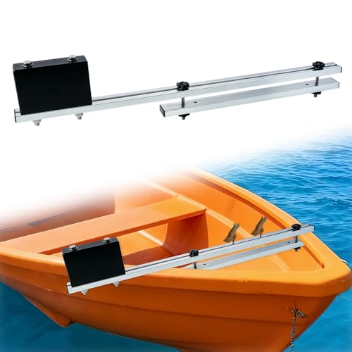 Canoe Trolling Motor Mount, Canoe Motor Mount with Dual Aluminum Crossbar and Nylon Motor Block, Trolling Motor Mount fits Canoe Kayak for Fishing Racks & Marine Accessories No-Drill Installation