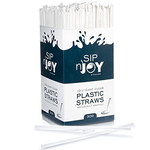 Crystalware Plastic Giant (Jumbo) Straws Individually Wrapped 10-1/4", 300 per Box (Clear, 300 Box) #1