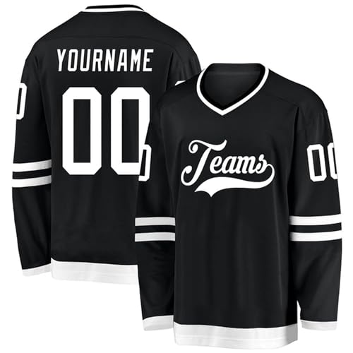 Custom Hockey Jersey Printed Stitched Personalized Name Number Logo Sports Hockey Long Sleeve for Men Women Youth Black