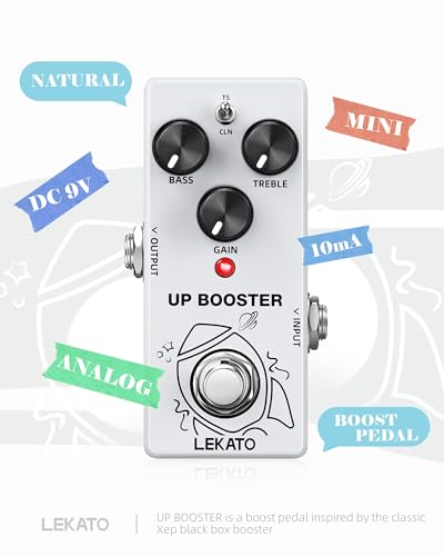 Image of LEKATO Boost Guitar Pedal, 2-Mode Clean and TS Booster, Mini Boost Pedal for Electric Guitar, Truebypass, DC 9V