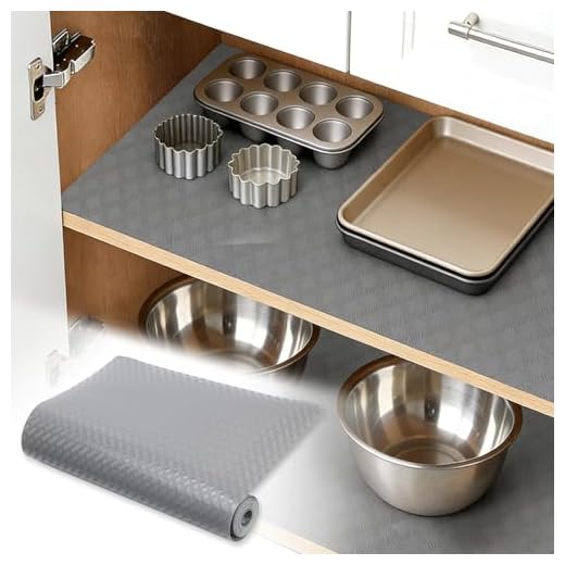 Shelf Liner for Cabinets and Drawers, Non-Adhesive EVA Refrigerator Liners, Waterproof Oil-Proof Under Sink Mat, Cut-to-Fit Cupboard Liner, Anti-Slip, Gray, 11.8 in x 118 in (30 x 300 cm), 1 Roll