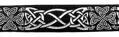 1A-Kurzwaren 35030-swsi Ruban tissé celtique Noir/argenté 10 m x 35 mm