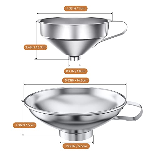 Canning Funnel For Wide Mouth And Regular Mason Jars, Pisol Stainless Steel Kitchen Use Funnels With Strainer For Filling Bottles, Metal Funnel Set For Oil Power Jam Grains Dry & Wet Ingredients #TOP6