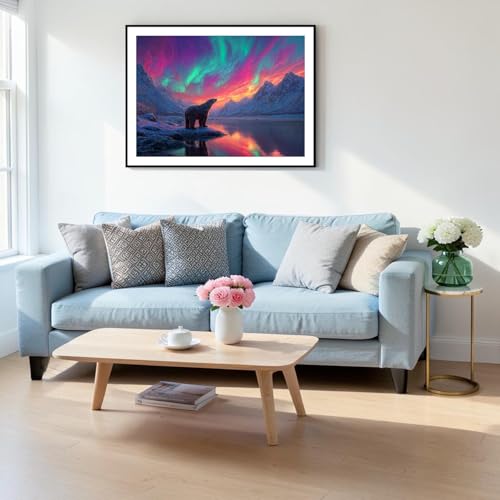 Rompecabezas para Adultos de 1000 Piezas: Oso bajo las Luces del Norte, Difícil e Imposible, Sin Polvo, con Letras en el Reverso y Poster a Escala 1:1, Juego Familiar, Decoración para el Hogar y Regalo (27,6" x 19,7") miniatura 2