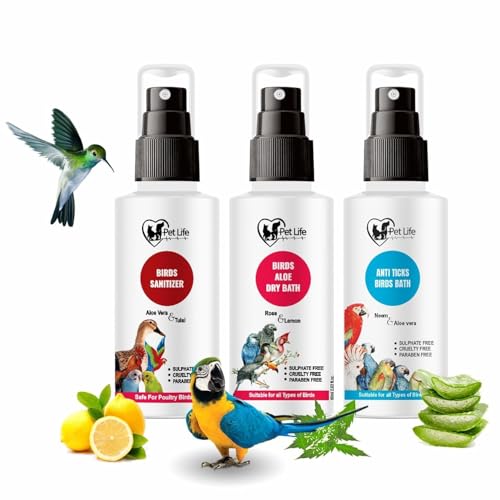 PETLIFE Waterless Birds Bath Kit Combo | (Aloe Dry Bath Shampoo +...