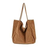 BOBILIKE Bolsas de ombro femininas, bolsa de veludo cotelê, bolsas de trabalho, bolsas Hobo, Marrom, One Size