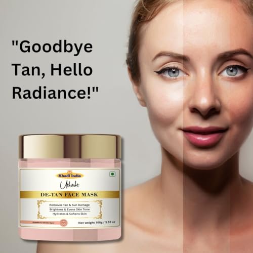 Image of Khadi De-Tan Face Mask 100g | For Breakouts, Tanning & Glowing Skin | With Cherry & Aloe Vera | Removes Dirt & Impurities | All Skin Types | Tan Removal Face Mask for Men & Women
