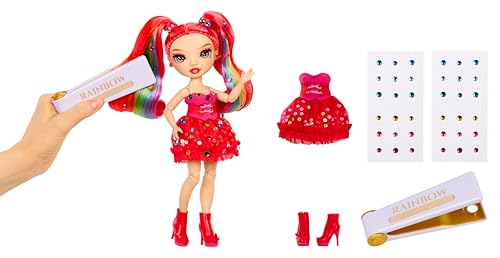 Rainbow High Be Dazzling – Vivienne Rouge – Rote 28 cm Modepuppe mit Verzierungswerkzeug, Funkelnden Schmucksteinen und Styling-Accessoires – Ansicht 2
