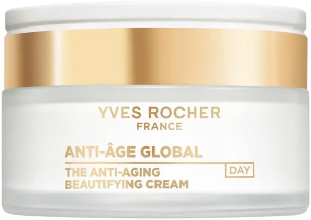 Yves Rocher ANTI-ÂGE GLOBAL - Krem do twarzy na dzień bogaty upiększający - ze złotym koncentratem Achillea, regeneruje i zagęszcza - wszystkie rodzaje skóry - 50 ml