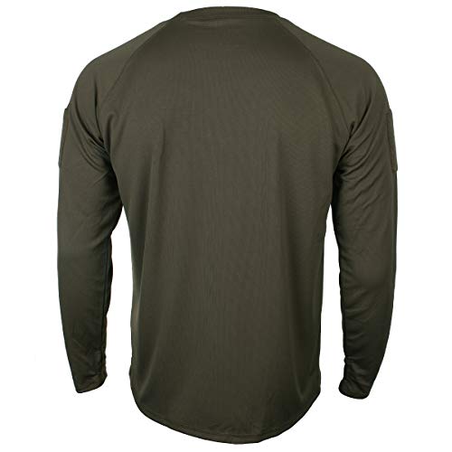 Mil-Tec Tactical Quick Dry Langarmshirt Herren • Langarm T-Shirt mit Raglanärmeln & Daumenschlaufen • Atmungsaktiv & schnelltrocknendes Sport- und Funktionsshirt • Longshirt in Oliv, L