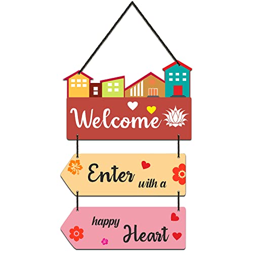 Image of Expleasia, Exuberant & Luxury Decor Decorative Wall Hanging Wooden Decoration Item for Home Office Living Room Bedroom Decoration Items Home Decor Gift Items (Welcome)
