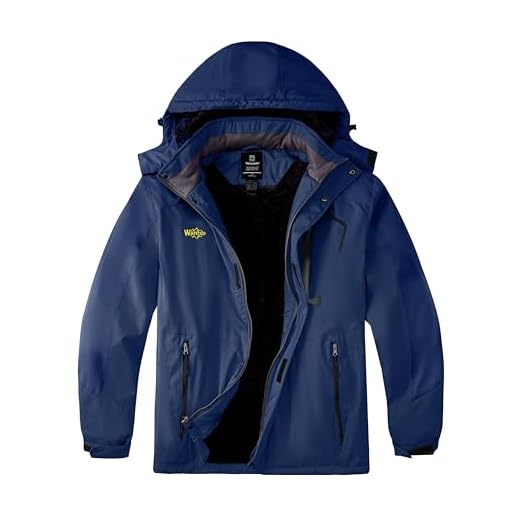 Wantdo Jaqueta de esqui masculina plus size impermeável grande e alta casaco quente de inverno com capuz para neve montanha corta-vento, Azul marino, 3X-Large Big