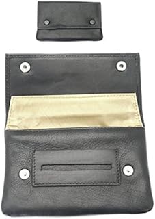 Premium Soft Black Leather Cigarette Rolling Tobacco Pouch Case Organiser