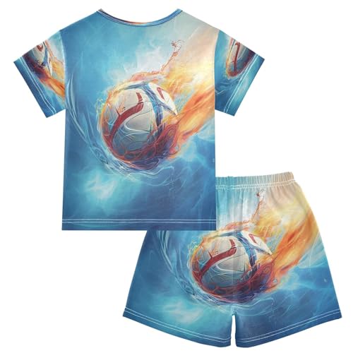 senya Short Sleeve Pajamas Sets Summer Cotton Sleepwear Fire Football2