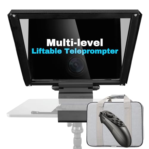 GEIMRSY i7 /14-inch teleprompter with Remote Control, Adjustable Camera mounting Platform (Aluminum), rotatable Tempered Optical Glass, Carrying case Included.