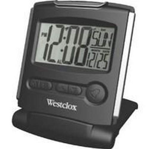 Westclox 72028 Fold-Up Travel Alarm Clock, Medium, Black