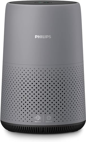 Philips Series 800 Luftreiniger - 20 W, entfernt Pollen, Staub, Viren und Aerosole* in Räumen mit bis zu 49 m², HEPA- und Aktivkohlefilter, Dunkelgrau...