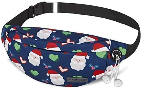 MAXTOPBumbag Waist Fanny Pack Running Belt for Men Women Unisex Bum Bag with Headphone Jack and 4-Zipper Pockets Adjustable Belt for Outdoors Workout Hiking Gifts for Men Women