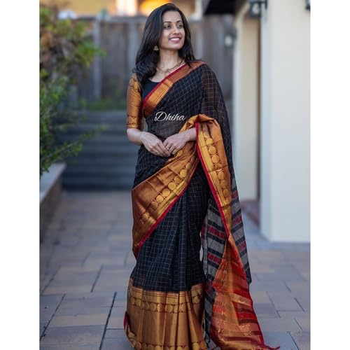Image of Narayanpet Pure Cotton Avani Border Saree for Women with Running Blouse | Tassels | Traditional Woven Solid Design | Handloom Weave
