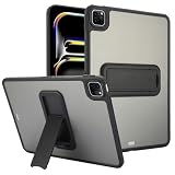 HUOLUNGJIN Clear Protective Case with Kickstand Compatible with iPad Pro 12.9-Inch (2022/2021/2020/2018), Slim Flexible TPU Cover, Transparent, Shockproof Shell (Black)