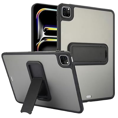 HUOLUNGJIN Clear Protective Case with Kickstand Compatible with iPad Pro 12.9-Inch (2022/2021/2020/2018), Slim Flexible TPU Cover, Transparent, Shockproof Shell (Black)