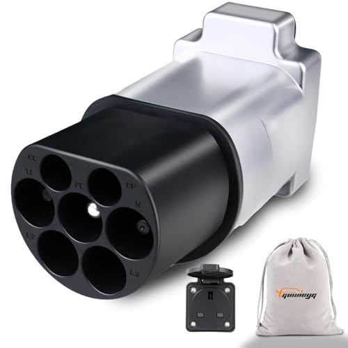 GUWIEYG Type2 to 3 Pin Adapter, Type2 to UK 3 Pin for Electric Motorcycles and E-Bikes, Type2 EV Charger or Type2 Charging Station Adapter