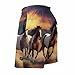 Men & Boys Classic Fit Swim Trunks for Beach Gym Sport Quick Dry Drawstring Basic Board Shorts with Pockets, Underwear Horses Gallop Across Vast Sunlit Desert Landscape Art Fashion Cargo Short