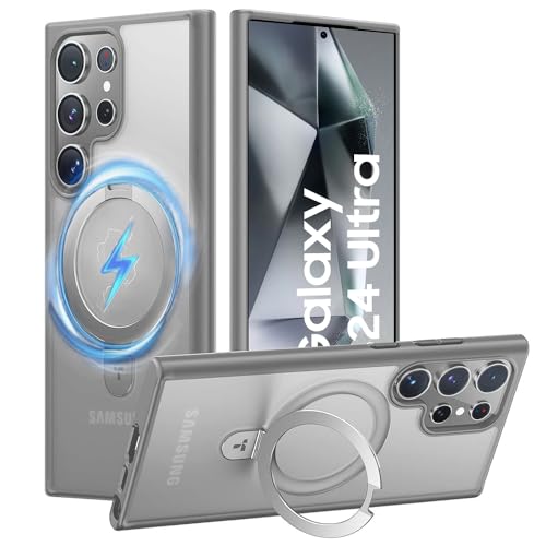 Image of Samsung S24 Ultra Magsafe Stand Case | Matte Design & 360 Protection | Military-Grade Samsung Galaxy S24 Ultra Cover | Ultra Premium - Gray