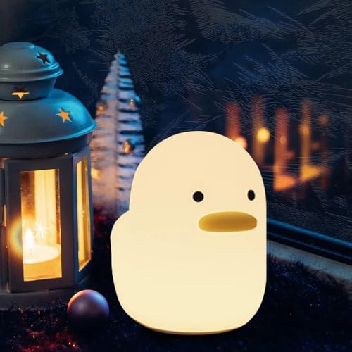 Image of Yesinaly Duck Night Light Duck Lamp Cute Animal Silicone Nursery Rechargeable Table Bedside Lamp Timer Setting with Touch Sensor for Bedroom Women Breastfeeding Kid Home Decoration