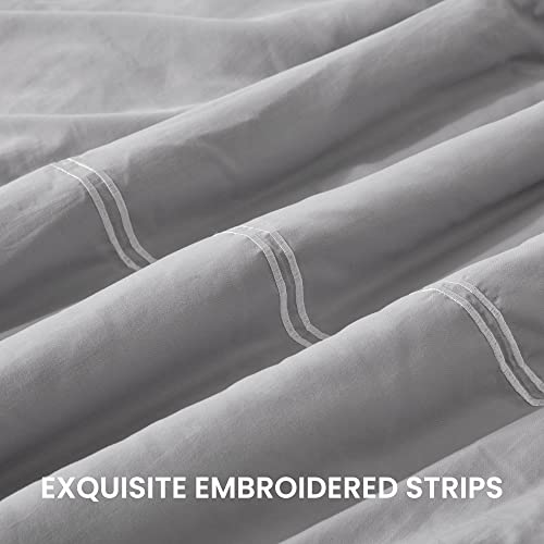 Sleep Zone Luxury Hotel Bedding Comforter Set 3-Piece Machine Washable, Lightweight Down Alternative Comforter With Embroidered Stripes, King (106" X 95"), White Strips #TOP1