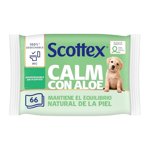 Scottex Papel Higiénico Húmedo con Aloe Vera y Prebióticos, Biodegradable y Sin Plástico, 66 servicios Toallitas Húmedas Desechables por WC