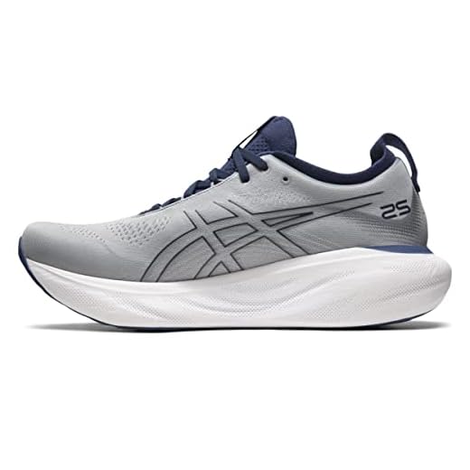 ASICS Men's Gel-Nimbus 25 Running Shoes, 9.5, Sheet Rock/Indigo Blue
