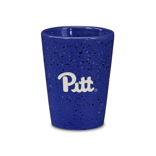 Rico Industries NCAA Pitt Panthers 2oz Ceramic Shot Glass for Fans, Laser Engraved In Team Color Single Shot Glass