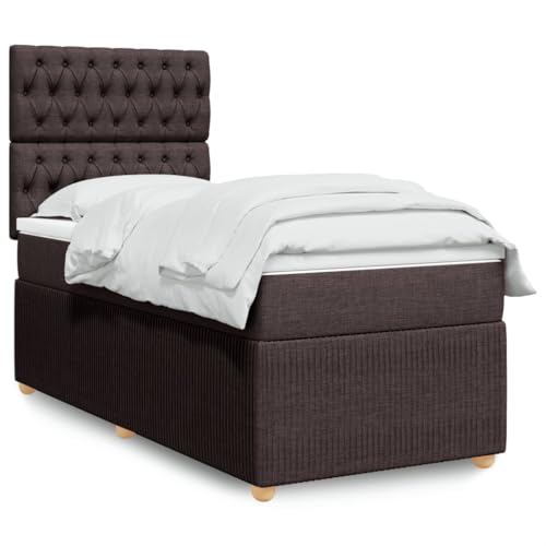 Brokky Cama Box Spring con colchón somier Mueble Cama Estructura Cama Bed Frame Cama con colchon Tela marrón Oscuro 100x200 cm - 3294277