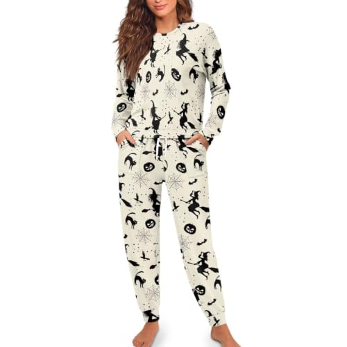 Image of Women's Pajamas Set Soft 2 Piece Loungewear Long Sleeve Pj Set Matching Sleepwear with Pockets for Women Plus Size